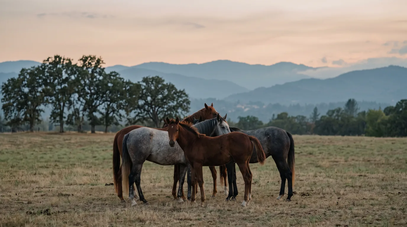 Chevaux en liberté, Les Écuries Nature Western, Rhône
